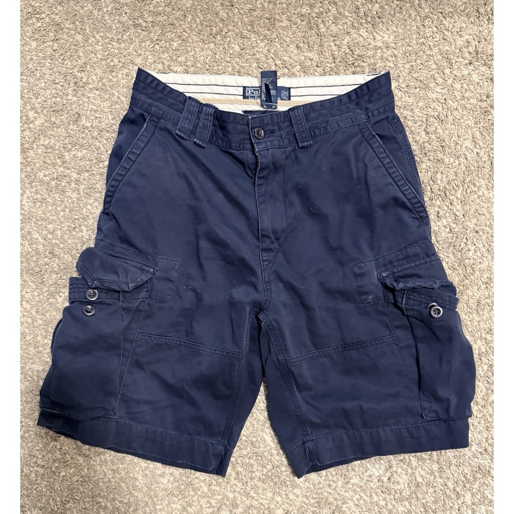 Polo Ralph Lauren Chino Cargo Shorts Mens 30x10 Hiking Camp Preppy Outdoor Blue